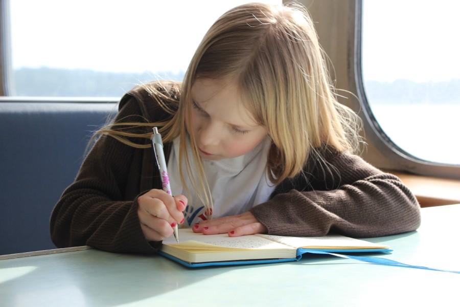 Mina Klein rides the Ferry from Bainbridge Island to Seattle, WA