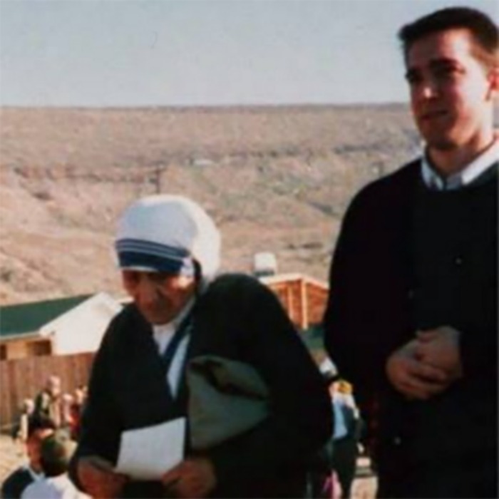 In Tijuana, Mexico, Mother Teresa stands next to Jeff Young, father of Chris Young, VOXs News Editor.