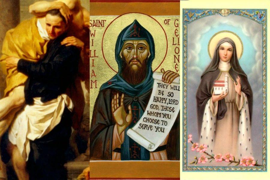 From left to right, St. Camillus de Lellis, St. William of Gellone, St. Hedwig of Silesia