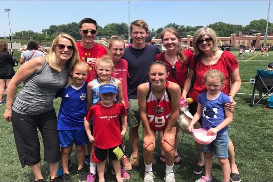 Family picture including Lillians aunt, cousin, and second cousin at  Towson University, Under Armour All-America Uncommitted game, July 2017. 