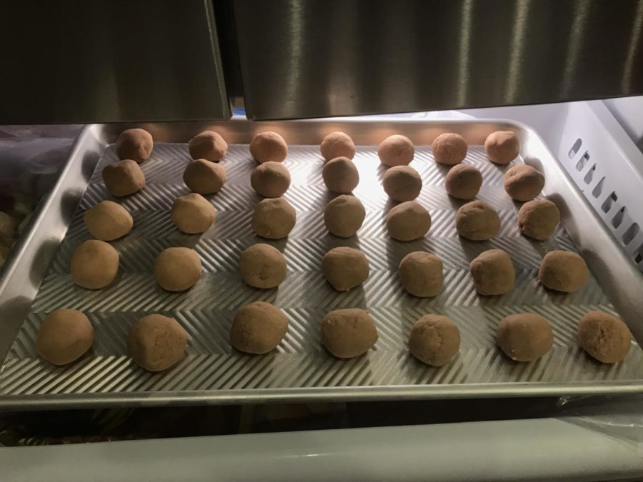 Roll dough into 1-inch balls and place in freezer for 1 hour. 