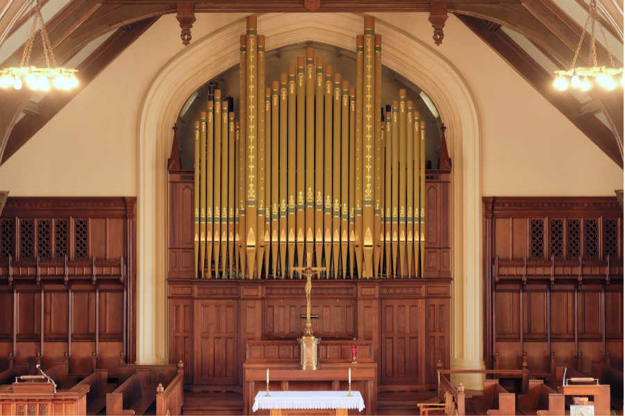 The interior of the Sage Chapel. 