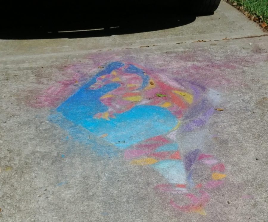 Ever since schools closed, parents and kids have been doing all kinds of things together. Ive seen many chalk drawings on driveways like this one.