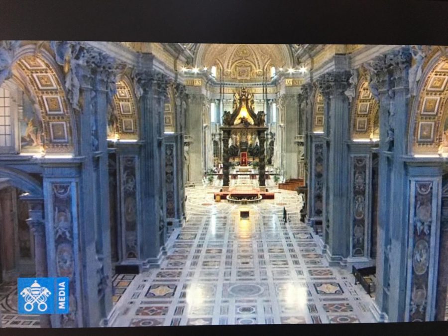 All Masses remain cancelled in Rome. This is Holy Thursday Mass with a handful of people attending.