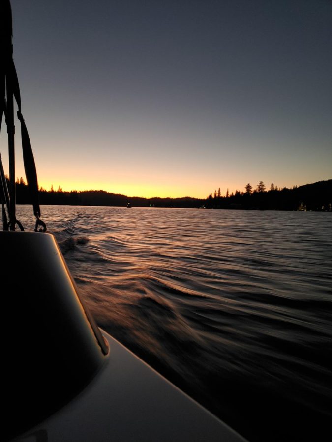 Sunset cruise at Bass Lake