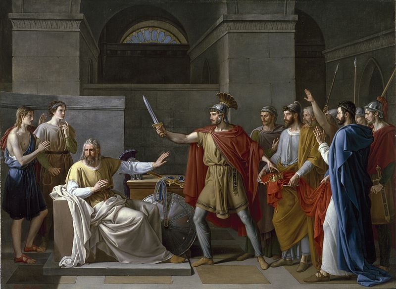 A painting by Juan Antonio de Ribera of Wamba renouncing the crown when he was first asked to be king.