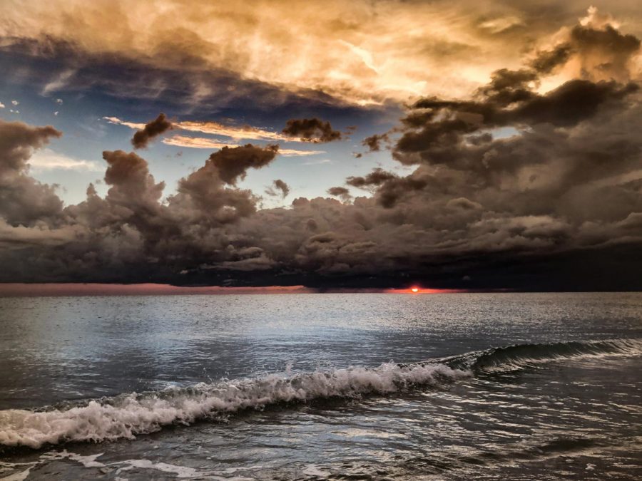 Sunset over the beach.