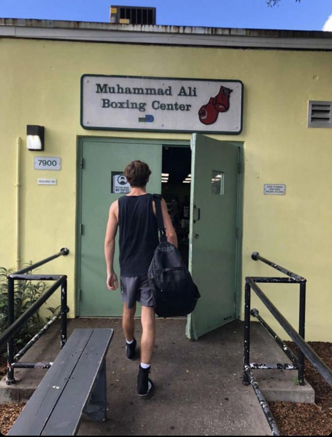 "Walking into the boxing gym"