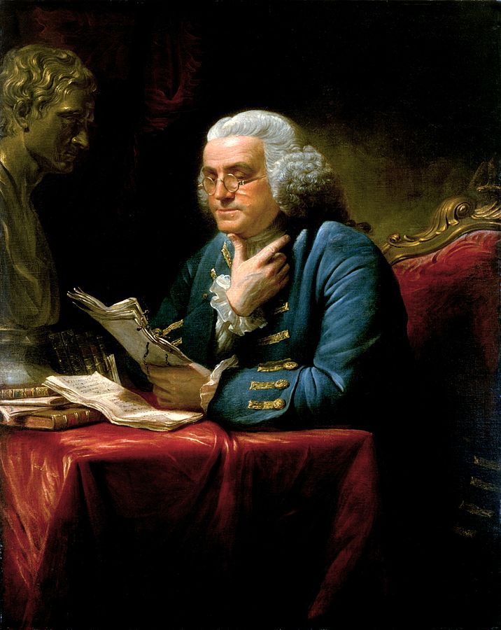 A portrait of Benjamin Franklin by David Martin.