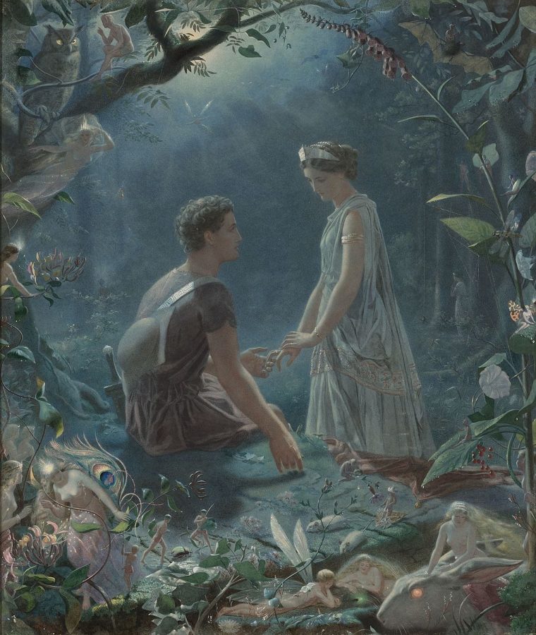 Watercolor+of+Hermia+and+Lysander.+John+Simmons%2C+1870.+Public+Domain.+