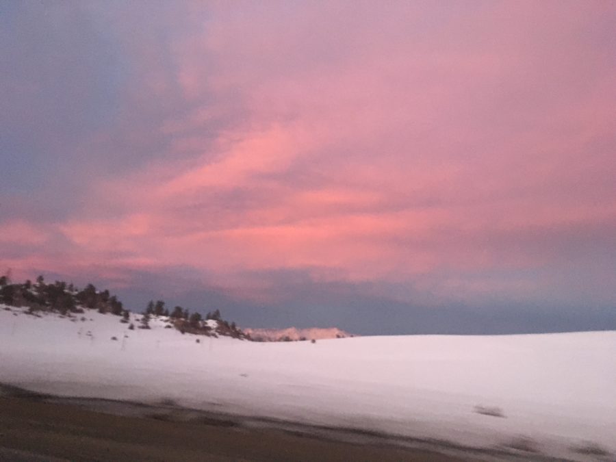 Snowy Sunset in California