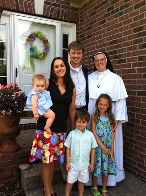 Sister Stephen Patrick on a home visit with her brothers family.