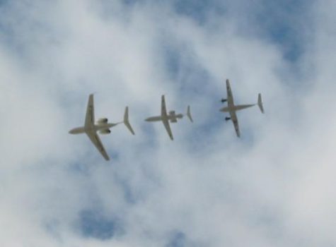  Irish Air Corps non-military aircraft fly-by : Gulfstream IV, Learjet 45, Pilatus-Britten-Norman BN-2 Defender 4000 // Released into the public domain by the author.