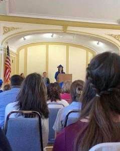 Lonan giving graduation speech