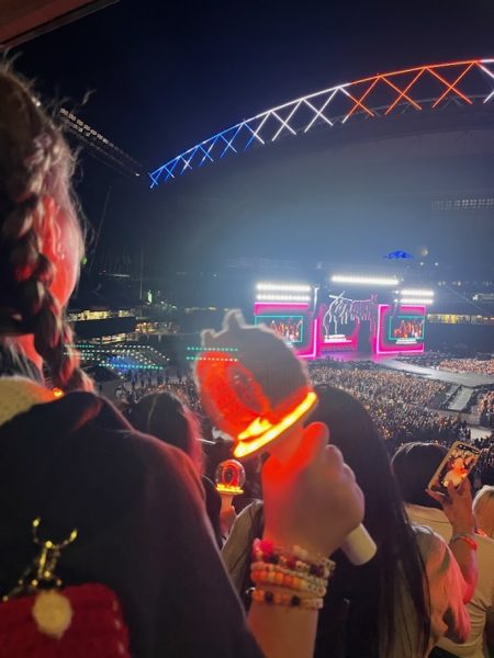 This photo was taken by Mariposa Curl during Stray Kids' Seattle concert in their Dominate World Tour. I, Gemma, was one of 42,000 people in the Seattle Mariners stadium! What I'm holding is called a 낯임붕 (nachimbong), or a lightstick. When the concert starts, everyone's lightsticks connect to stadium bluetooth, and light up together in different colors!(You can see everyone's is orange now)The concert and the days before and after were so much fun, and I can't wait for their next tour!

